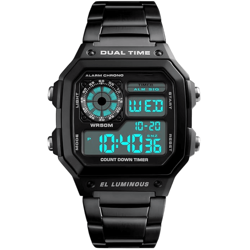 Pasoy Digital Dual Time Watch (Black)