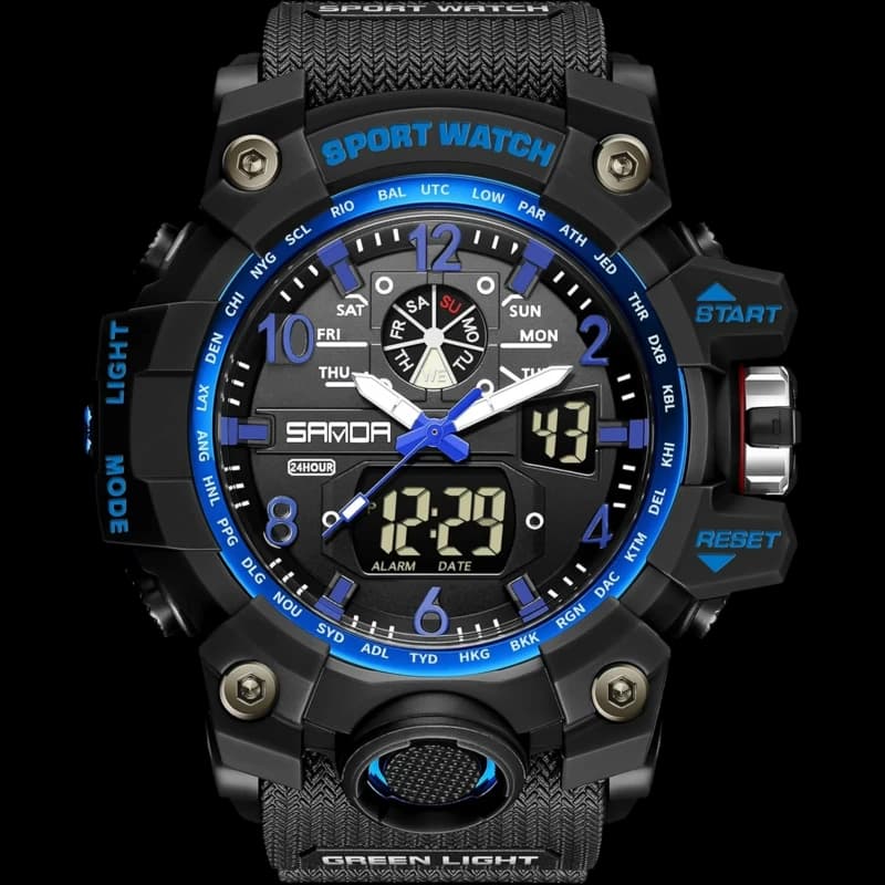 Sanda Sports Watch (Black/Blue)